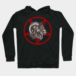 Black goat satanistic pentacle Hoodie